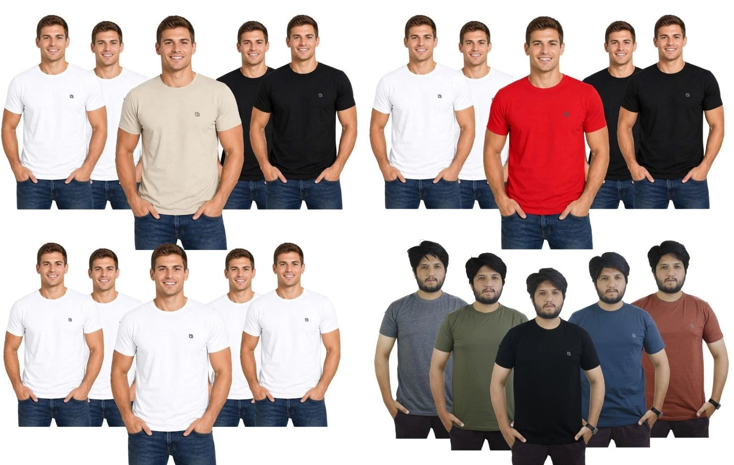 5 PK Men’s T-Shirts Multipack Crew Neck T-Shirt Short Sleeves T-Shirt for Men