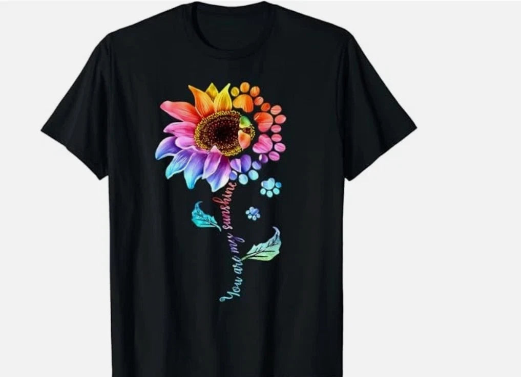 You Are My Sunshine Sunflower Dog Paw T-ShirtYou Are My Sunshine Sunflower Dog P