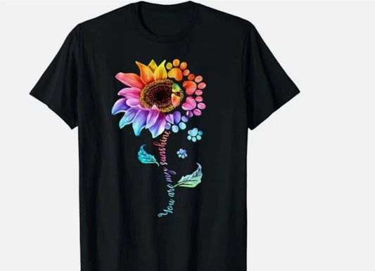 You Are My Sunshine Sunflower Dog Paw T-ShirtYou Are My Sunshine Sunflower Dog P