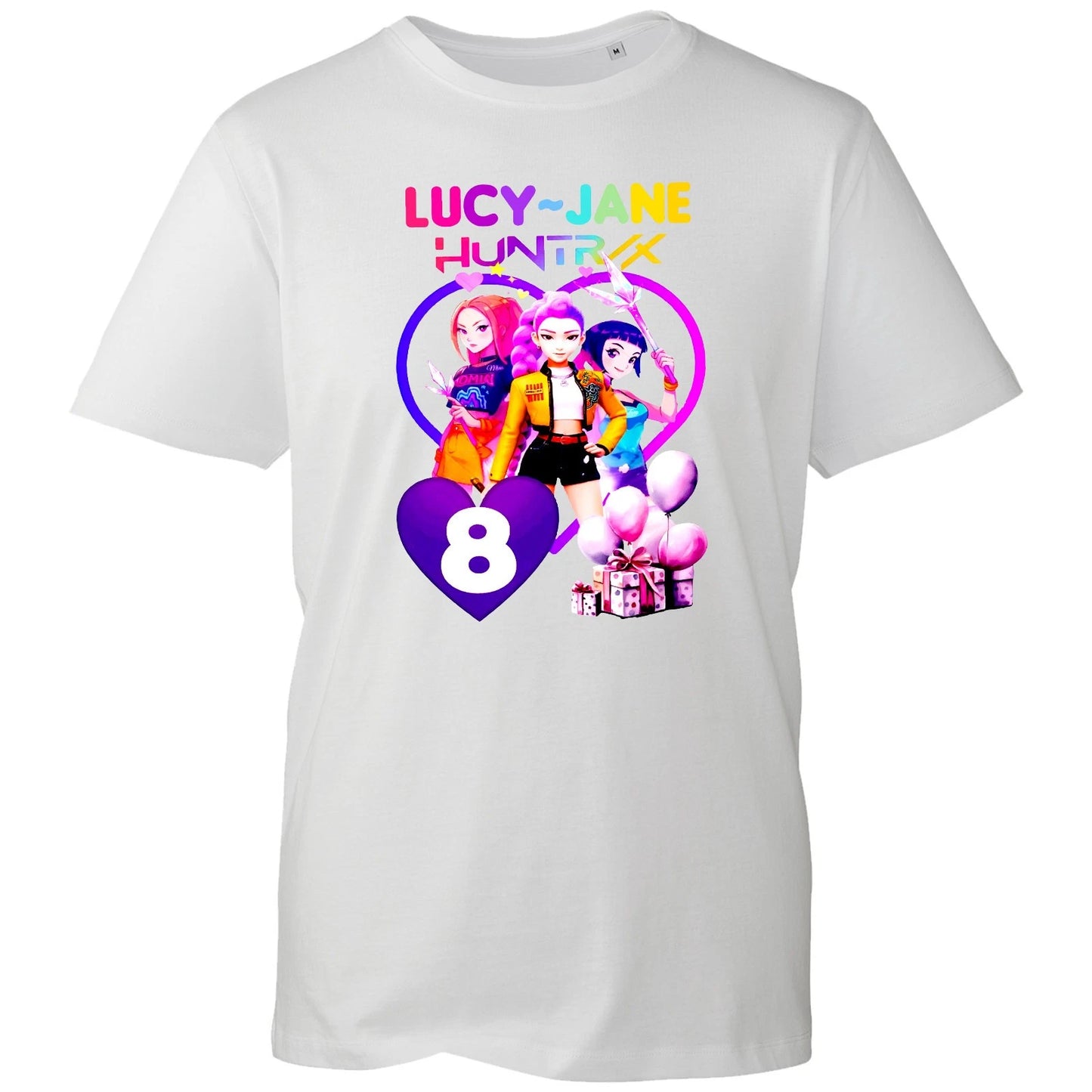 Personalised Girl 8th Birthday T-Shirt Any Name Age 8 Girl Custom Gift Party Tee