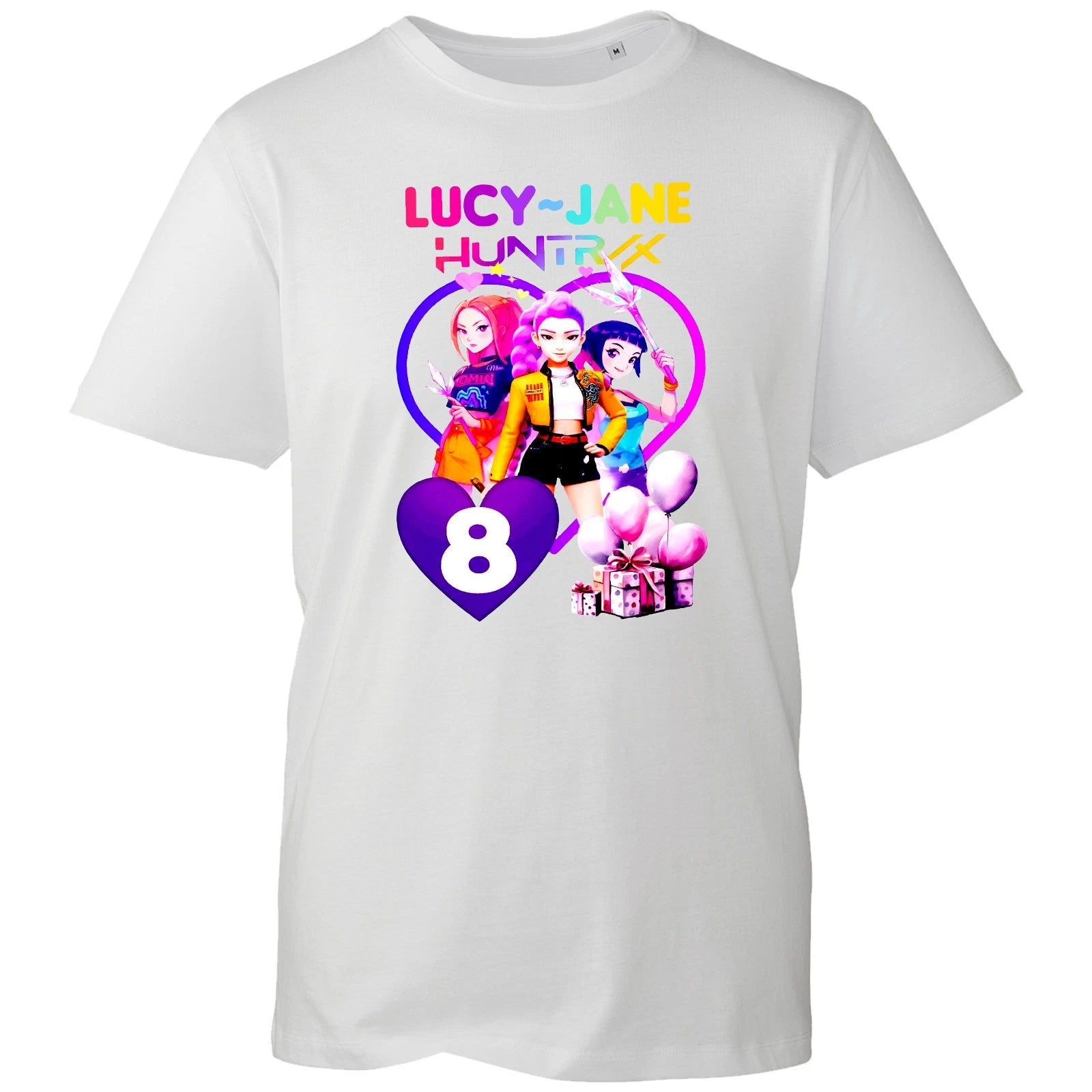 Personalised Girl 8th Birthday T-Shirt Any Name Age 8 Girl Custom Gift Party Tee