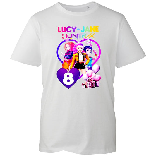 Personalised Girl 8th Birthday T-Shirt Any Name Age 8 Girl Custom Gift Party Tee