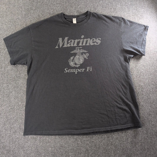 US Marines Semper Fi Shirt Men’s 2XL Black Gildan Heavy Cotton Graphic Tee