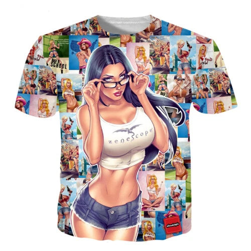 New Sexy beauty Anime Unisex Women Men T-Shirt 3D Print Short Sleeve Tee Tops