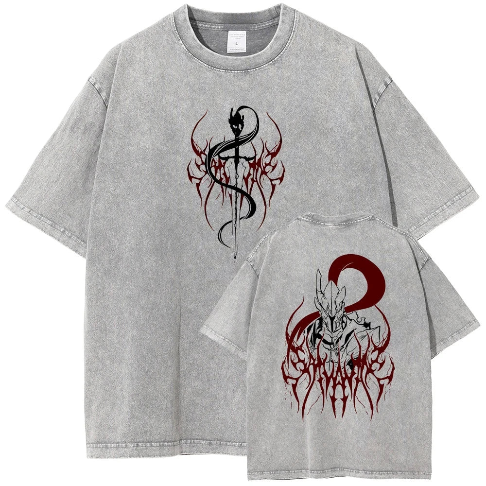 Solo Leveling Igris T-Shirt Anime Manga Graphic Oversized Cotton Vintage Wash Te