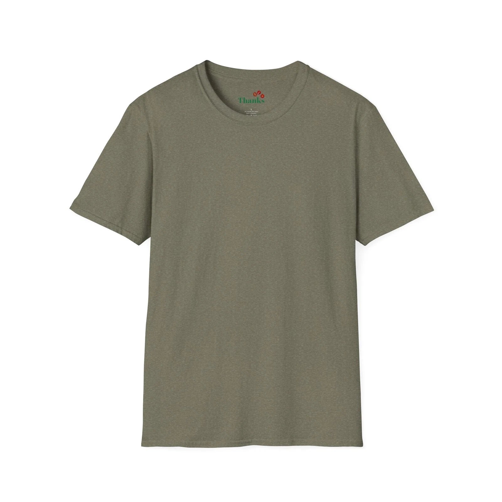 Olive Green Ring Spun Cotton Crew Neck T-Shirt Soft Lightweight Casual Tee