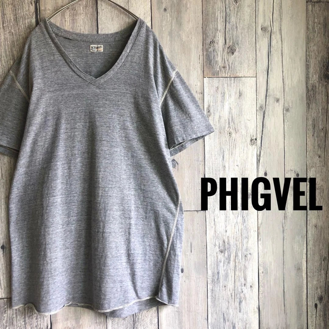 Phigvel V-Neck Short Sleeve T-Shirt M Size Heather Gray