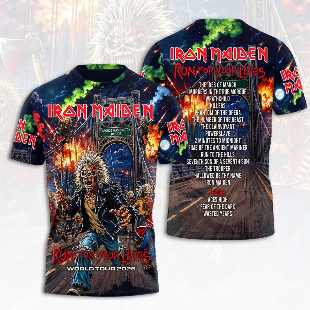 Maiden 2026 World Tour 3D Apparel Tshirt