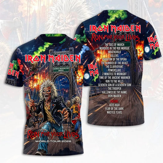 Maiden 2026 World Tour 3D Apparel Tshirt