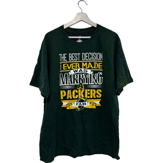 Hanes Tagless Packers Fan T-Shirt Green Crew Neck XL