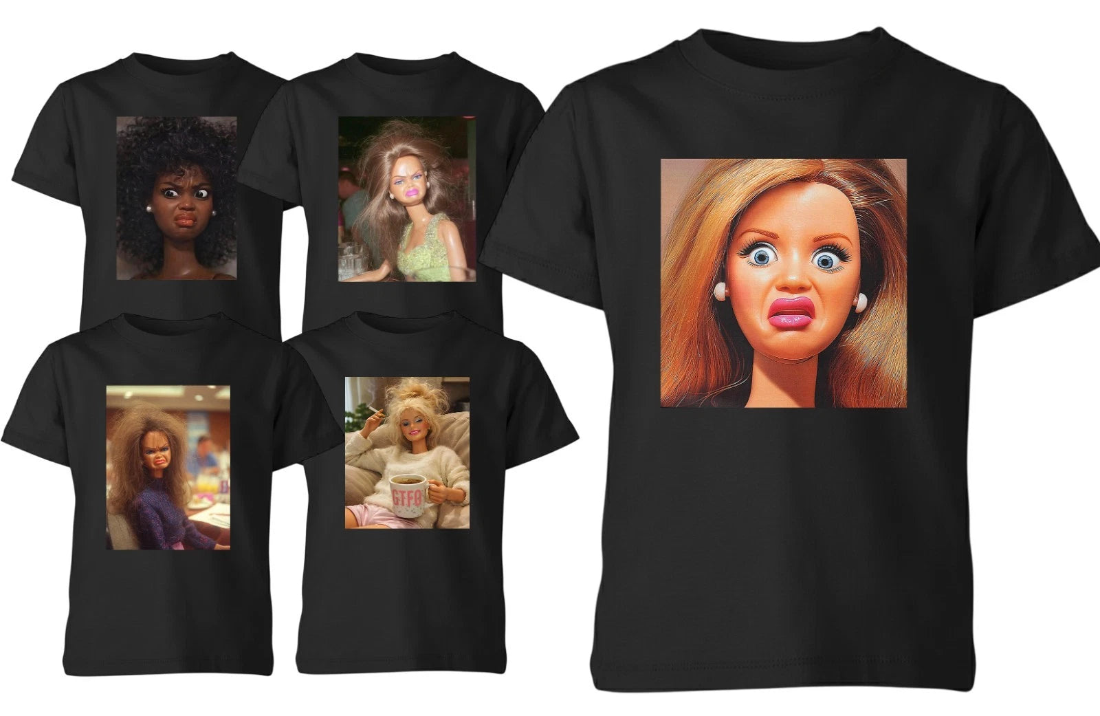 Creepy Doll Face Meme T Shirt Funny Unisex Kids Boys Girls Graphic Tee Gift Top