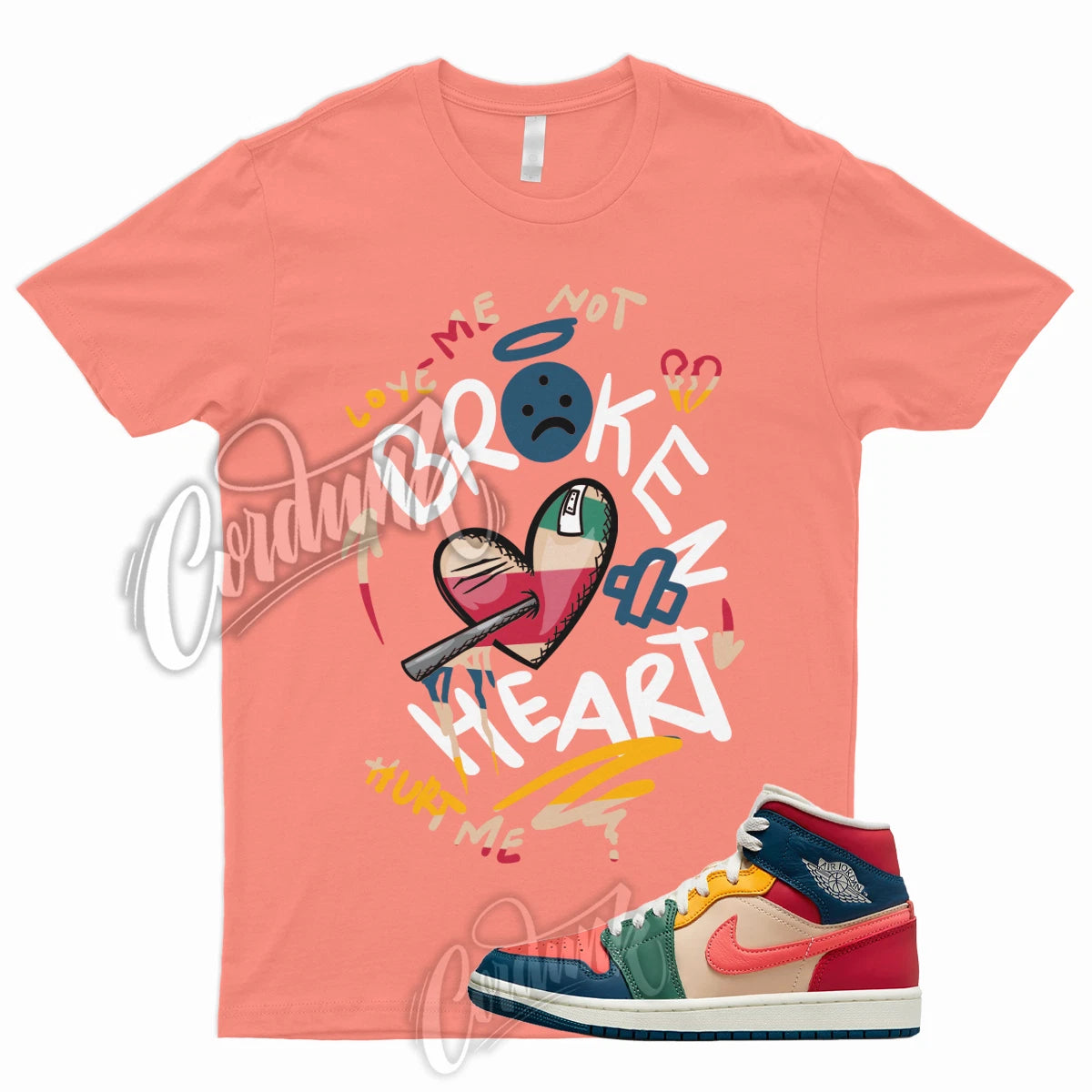 BROKE Shirt for J1 1 Mid Magic Ember Fire Red Taxi French Blue Multi Color Green