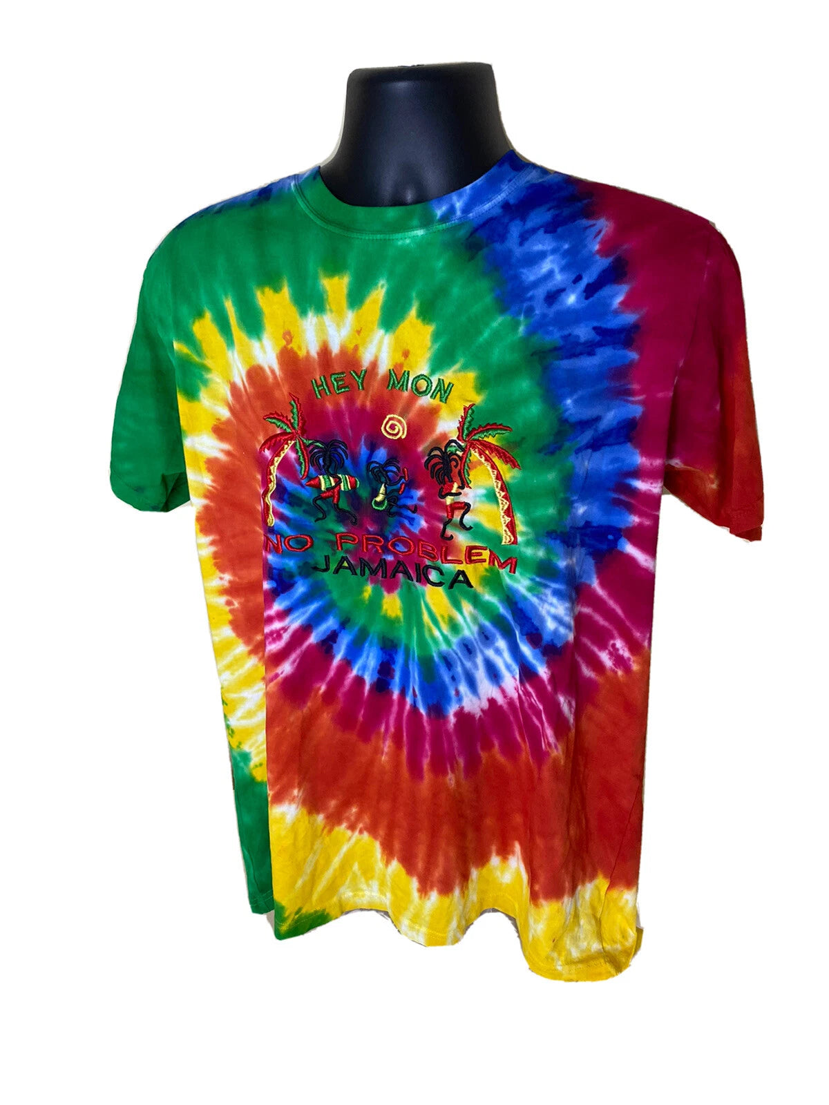 AV Couture Men's Large Shirt Tie Dye Jamaica Embroidered Multi-colour
