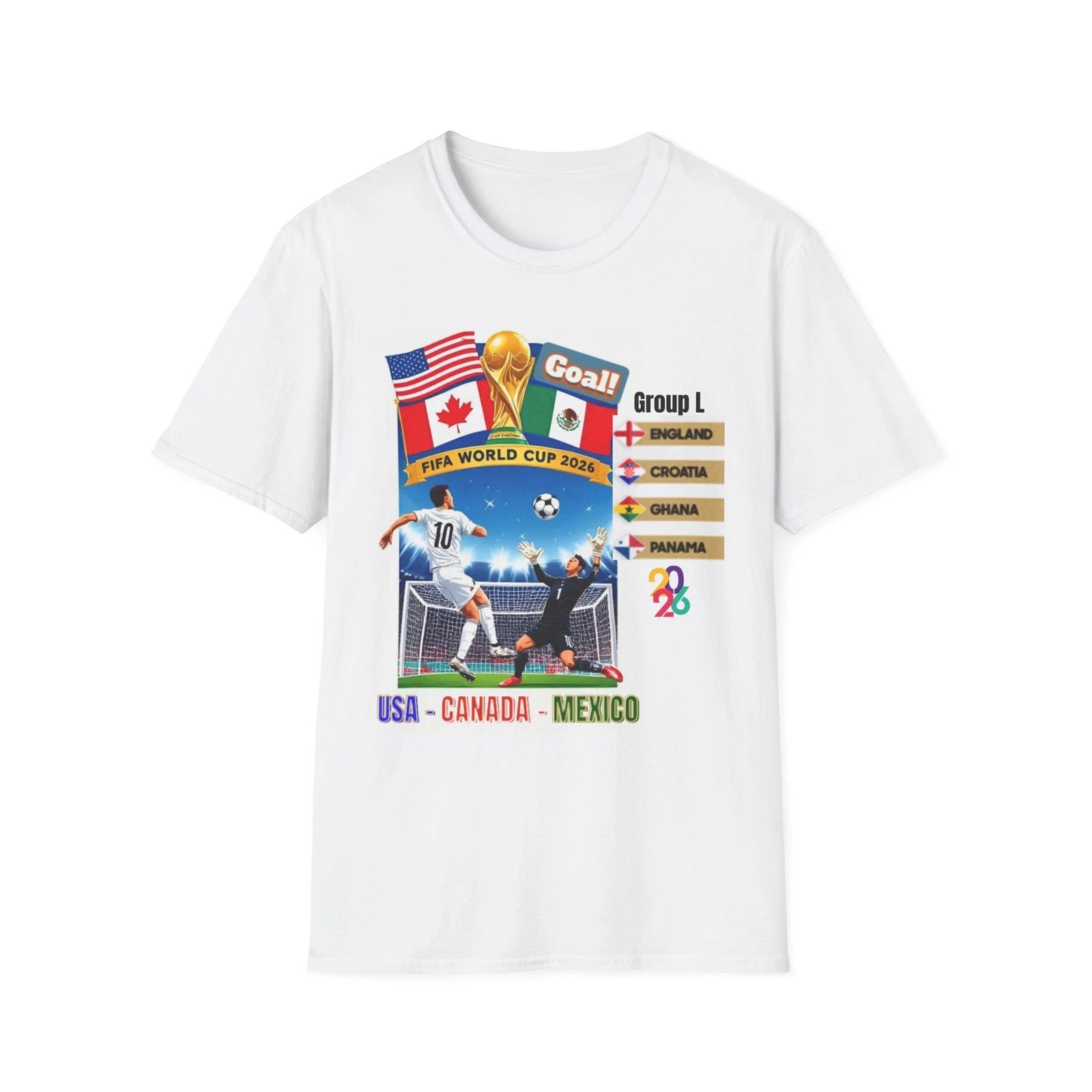 World Cup 2026 T shirt, Soccer FIFA Tee, England, Croatia, Ghana, Panama