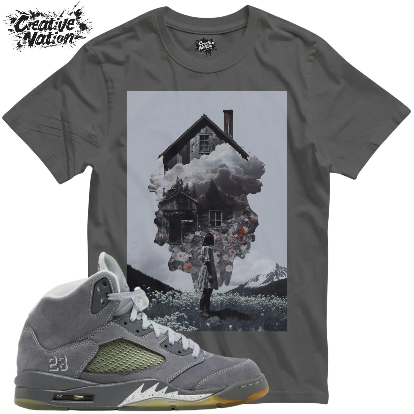 Shirt To Match 5 Wolf Grey Unisex Tee Sneaker Shirt Cool Shirt Sneaker Tee