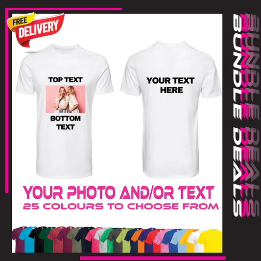 Personalised T Shirt Custom Photo Your Image Text Here Printed Stag do Hen Party