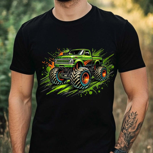 Mens Monster Truck Motif Cotton T-Shirt Size XS to 5XL