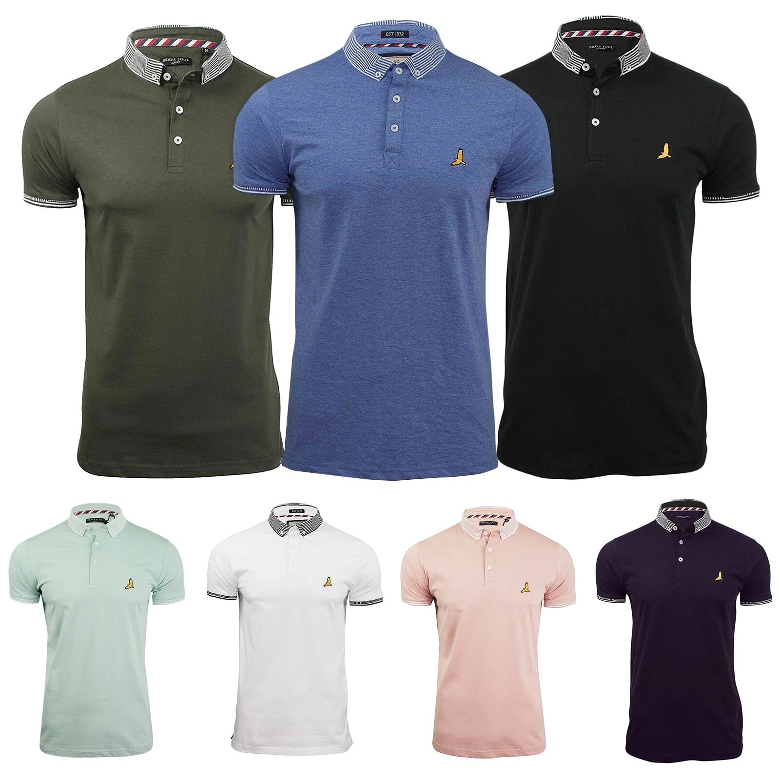 Mens Polo T Shirt Brave Soul Glover Cotton Collared Short Sleeve Casual Mens Top