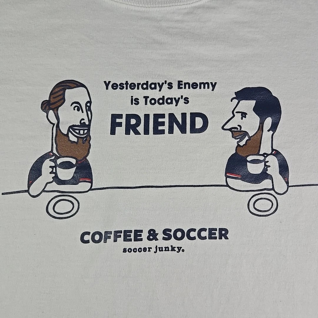 Claudio Pandiani Coffee & Soccer T-Shirt Men's Medium White Soccer Junky Messi