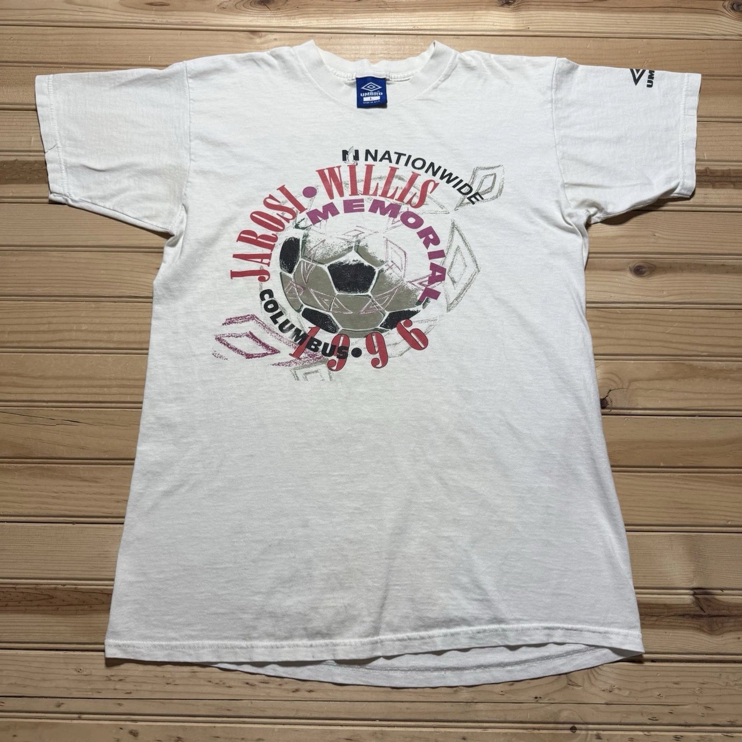 Vintage 90s 1996 Jarosi-Willis Nationwide Columbus Umbro Soccer Shirt Size Large