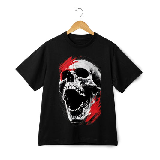 Unisex Vintage Red Skull T-Shirt-Retro Dark Art Washed Graphic Tee Free Shipping
