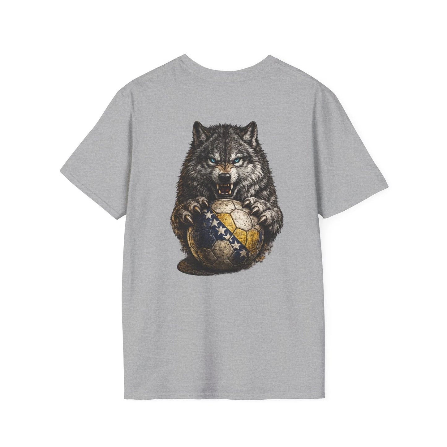 Bosnia Herzegovina Wolf Soccer Ball T-Shirt Football Fan Graphic Tee Back Print