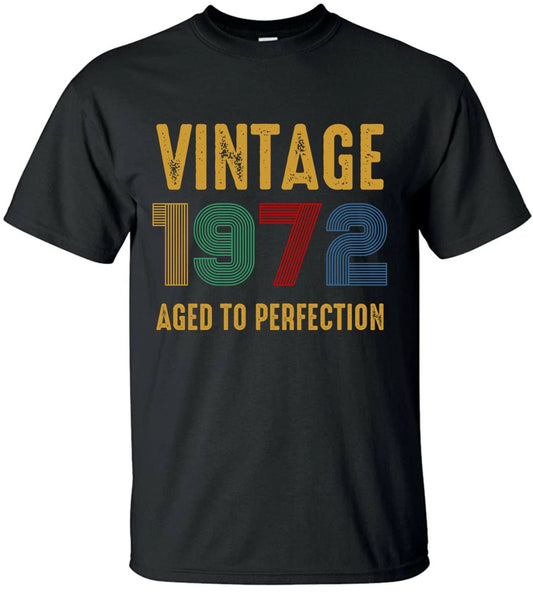 Vintage 1972 Aged Of Perfection T-Shirt 50th Birthday Born In 1972 Funny Tee Top