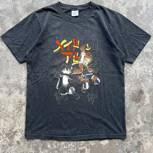 Made in Abyss Girl Anime T-Shirt, Nanachi & Faputa Design, Black Daily Wear