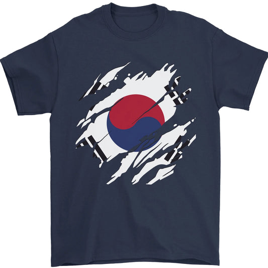 Torn South Korea Flag Korean Day Football Mens T-Shirt 100% Cotton