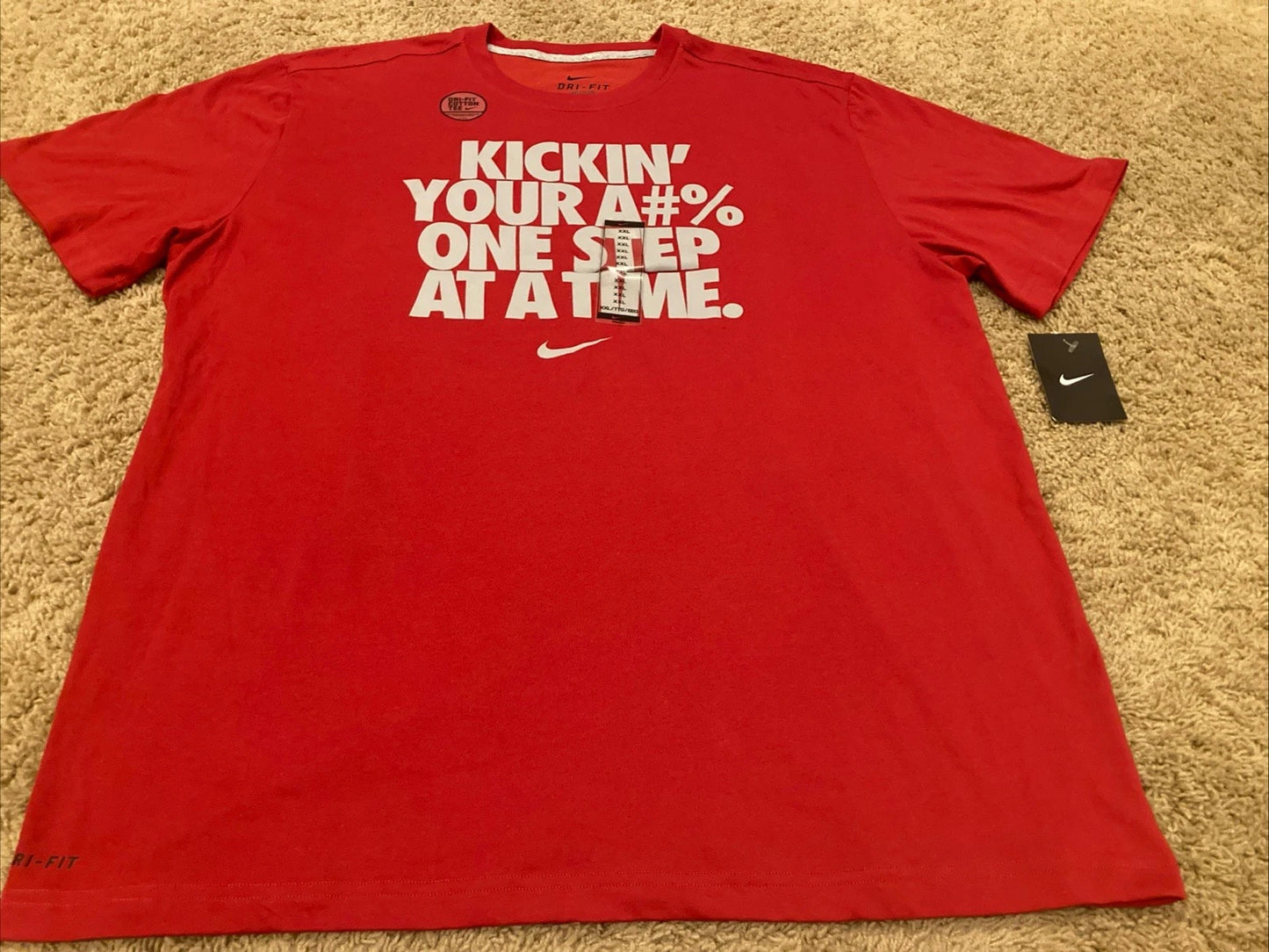 Nike T- Shirt Kickin’ Your A#% One Step At Time Red Men’s 2XL