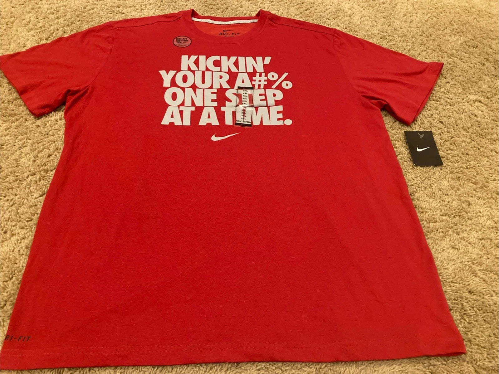 Nike T- Shirt Kickin’ Your A#% One Step At Time Red Men’s 2XL