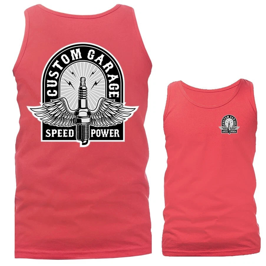 Custom Garage Bikers Vintage Classic Custom Motorcycle Graphic Tank Top
