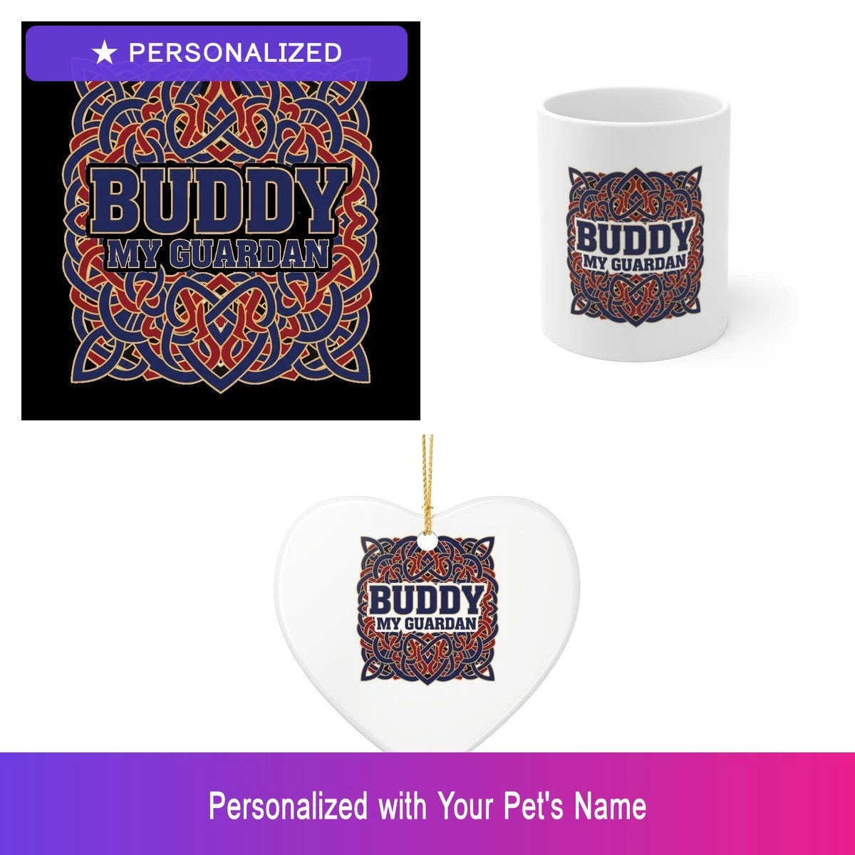 Custom Dog Pet Gift Set Shirt Mug Ornament Personalized Name Bundle Easter Gift