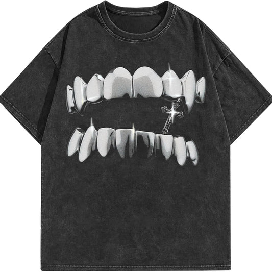 Graphic Tees Acid Washed Y2K Vintage Oversized Streetwear Cotton Short Sleeve T-