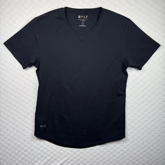 BYLT Basics Drop Cut S/S V-Neck LUX Men's Black Short Sleeve T-Shirt