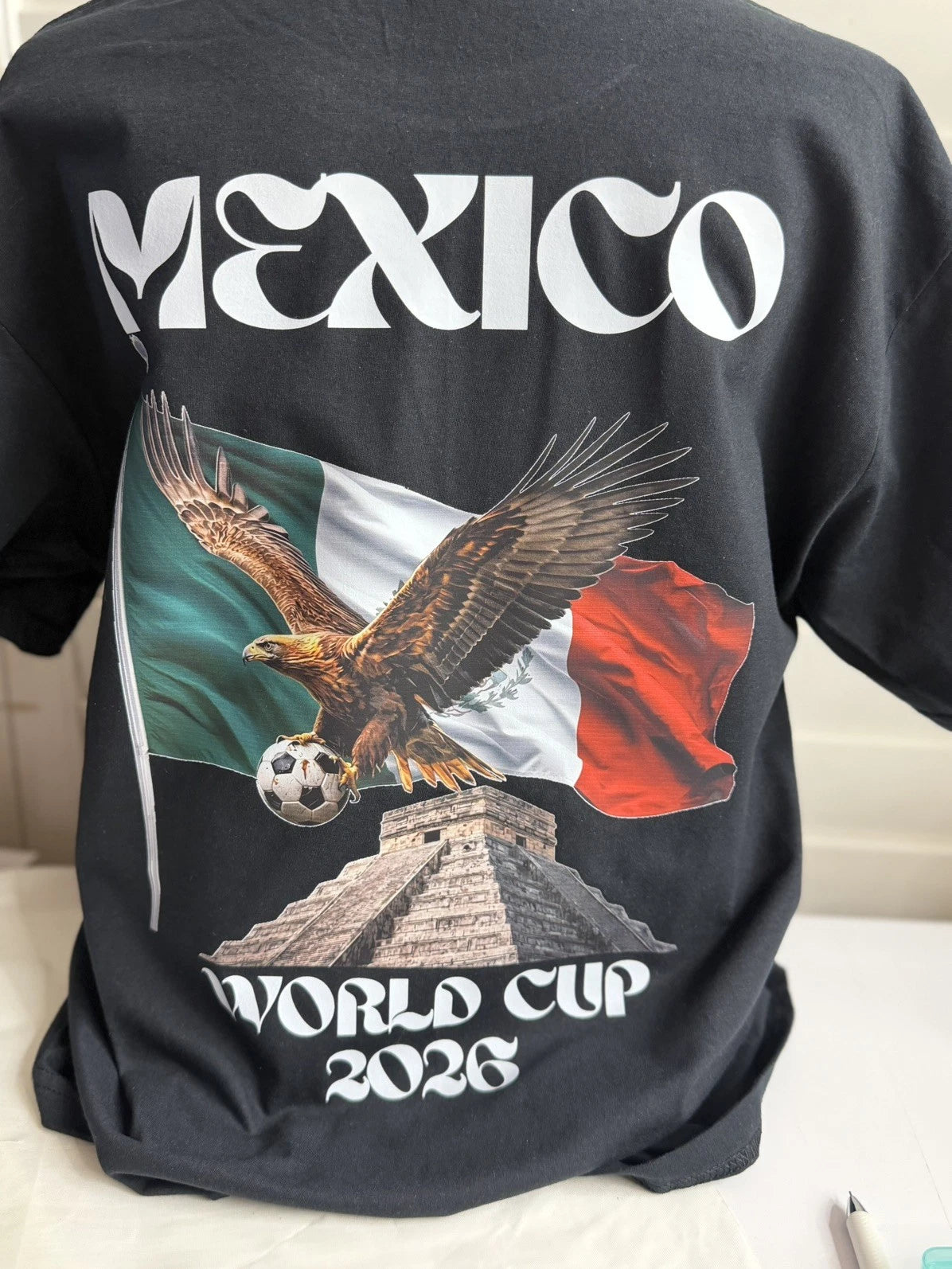 Mexico Soccer Shirt World Cup 2026 Black Cotton Tshirt Unisex Adult
