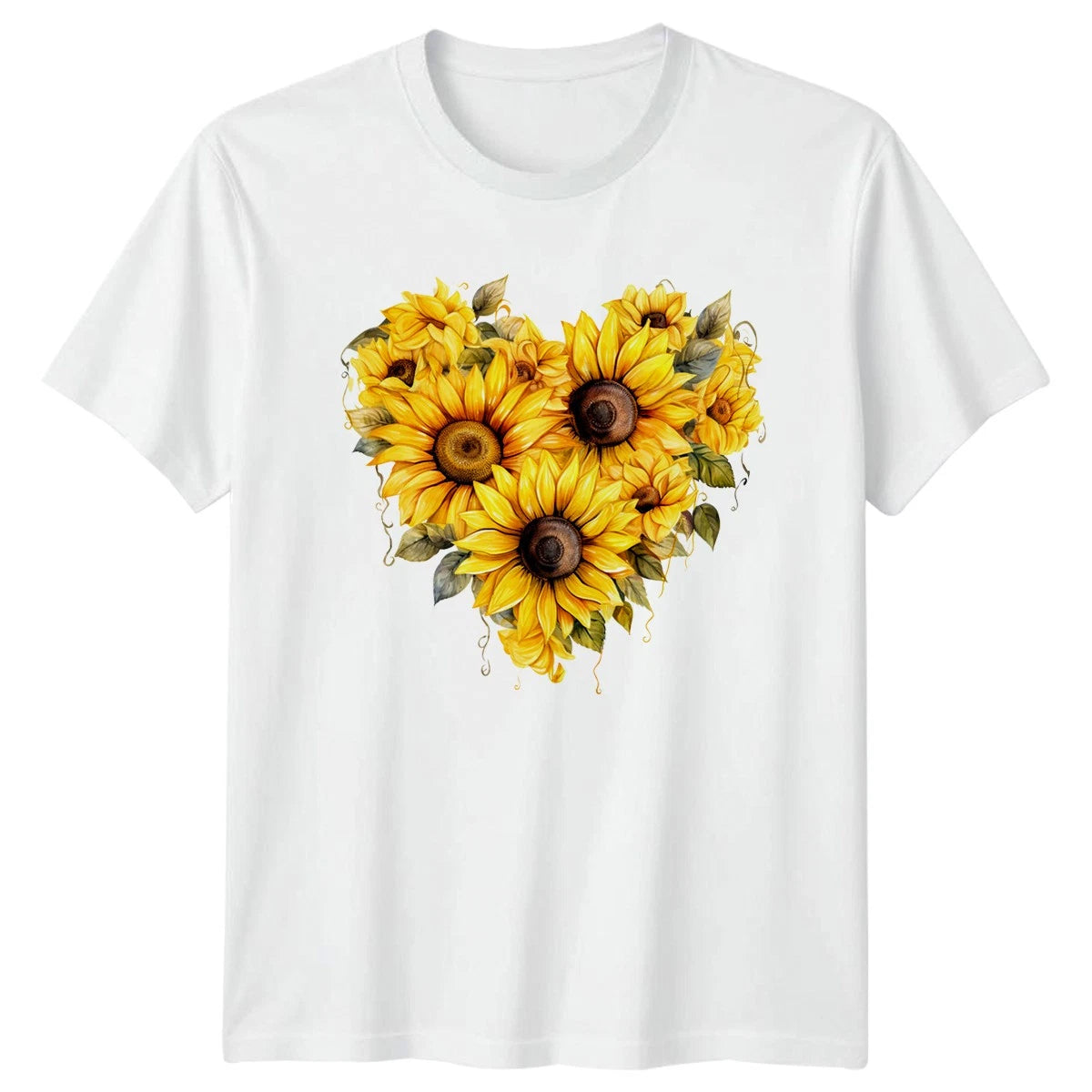 Sunflower Heart Floral Womens T-Shirt Mens Tee Graphic Top