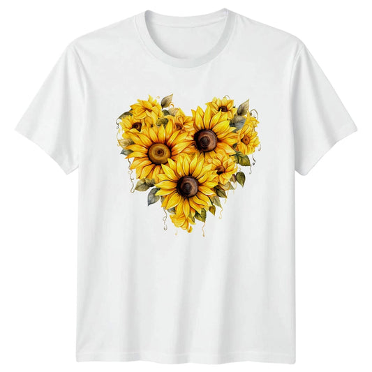 Sunflower Heart Floral Womens T-Shirt Mens Tee Graphic Top