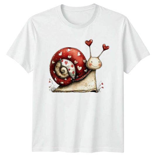 Heart Snail Animals Valentines Day Mens T-Shirt Womens Tee Graphic Unisex Top