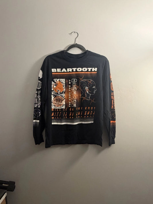 Beartooth 2018 Disease Tour, Long Sleeve Tee Shirt Size Small Black Graphic