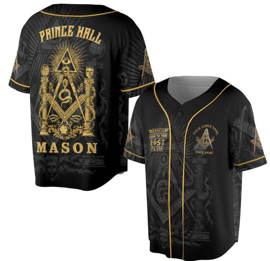 Masonic Look to the East Custom Name Prince Hall 3D Baseball Jersey Size S-5XL