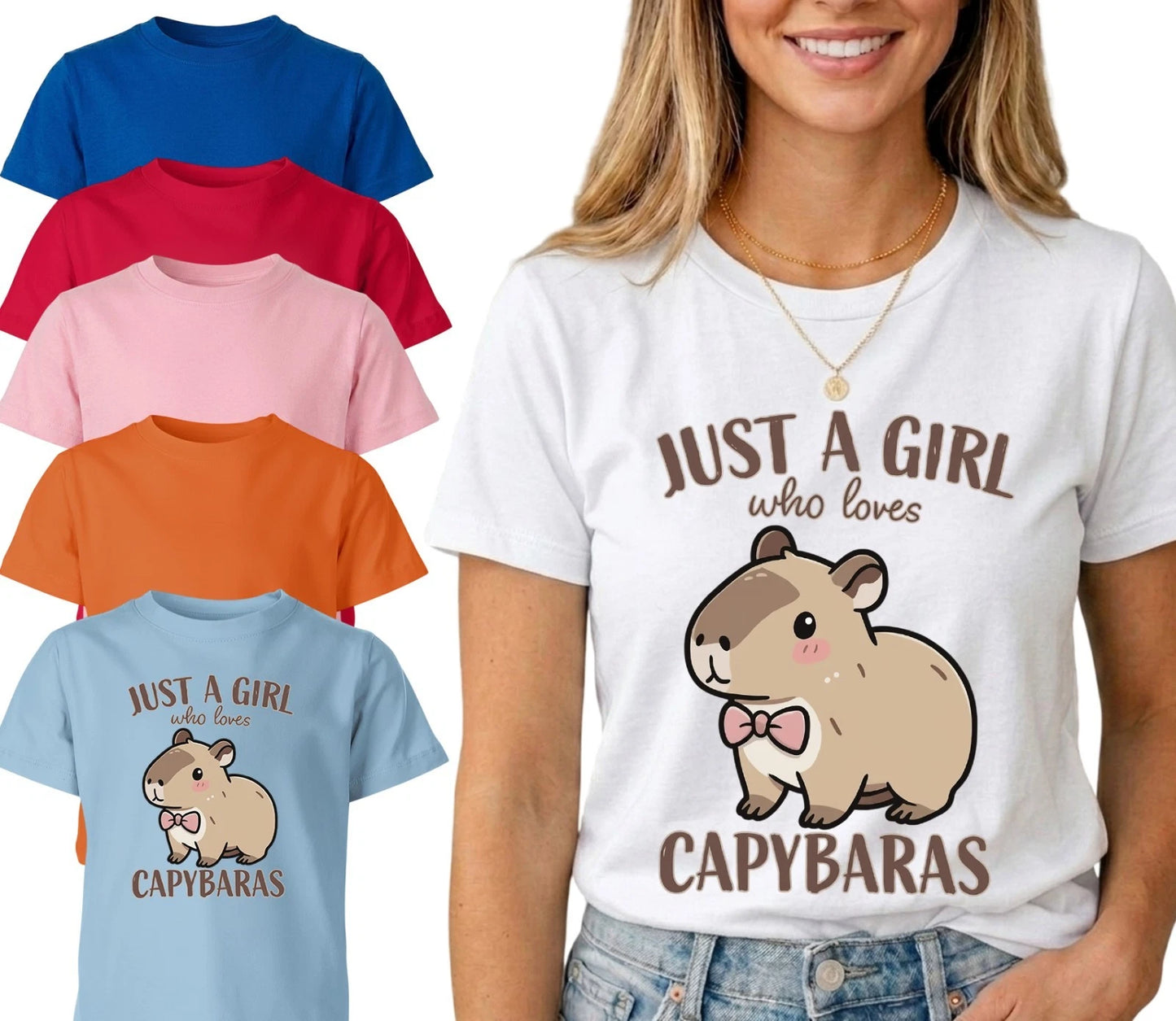 Just A Girl Who Loves Capybaras Women Kids T Shirt Funny Cute Capybara Gift Tee