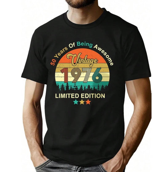 Men's 50th Birthday T-Shirt Vintage 1976 50 Years Awesome Limited Edition Tee