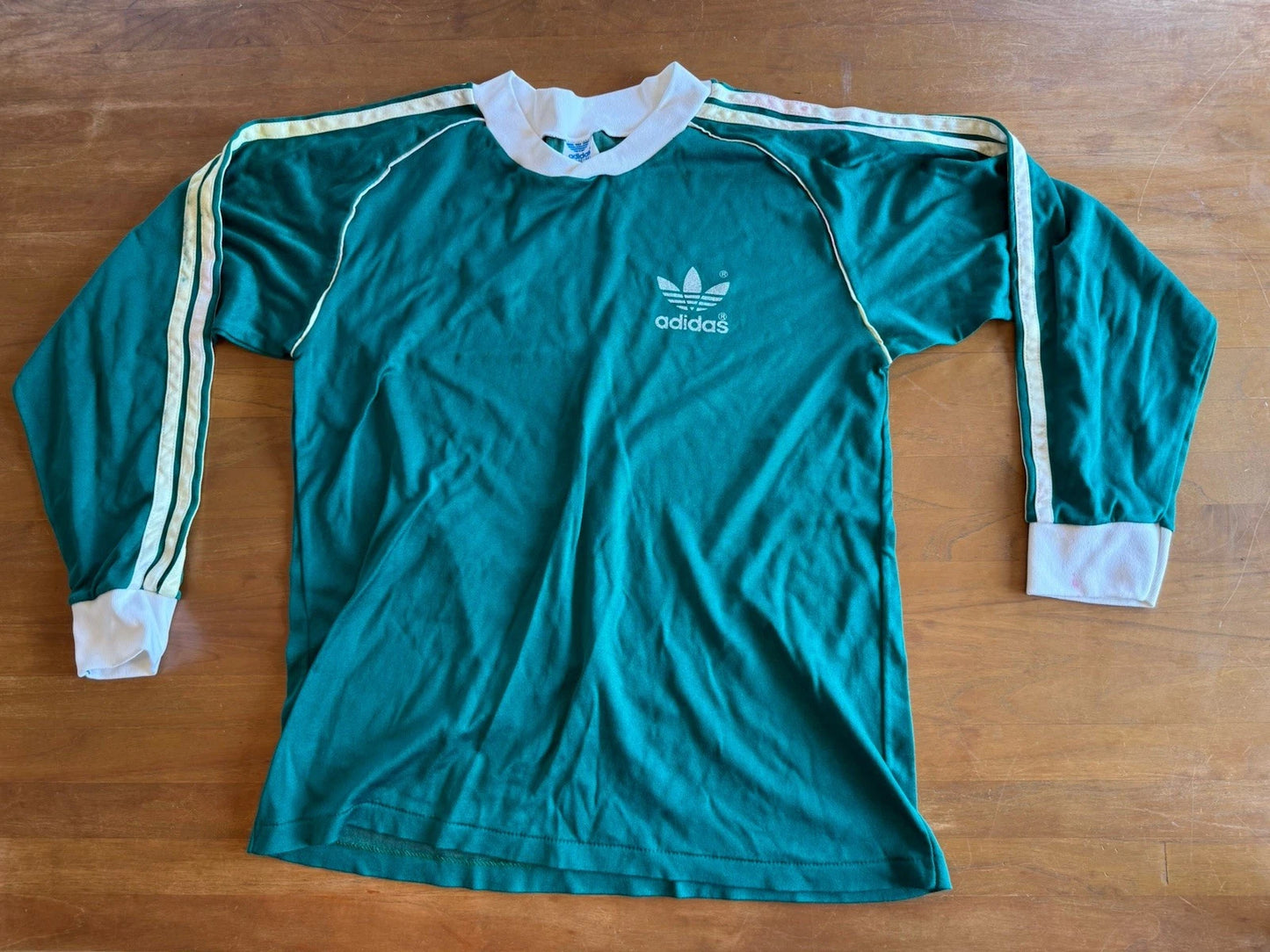 VINTAGE 80S ADIDAS BLANK SOCCER JERSEY MENS SIZE LARGE