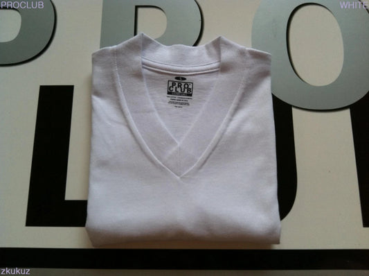 3 NEW PROCLUB V-NECK T-SHIRT COMFORT WHITE BLANK PLAIN PRO CLUB S-3XL 3PC