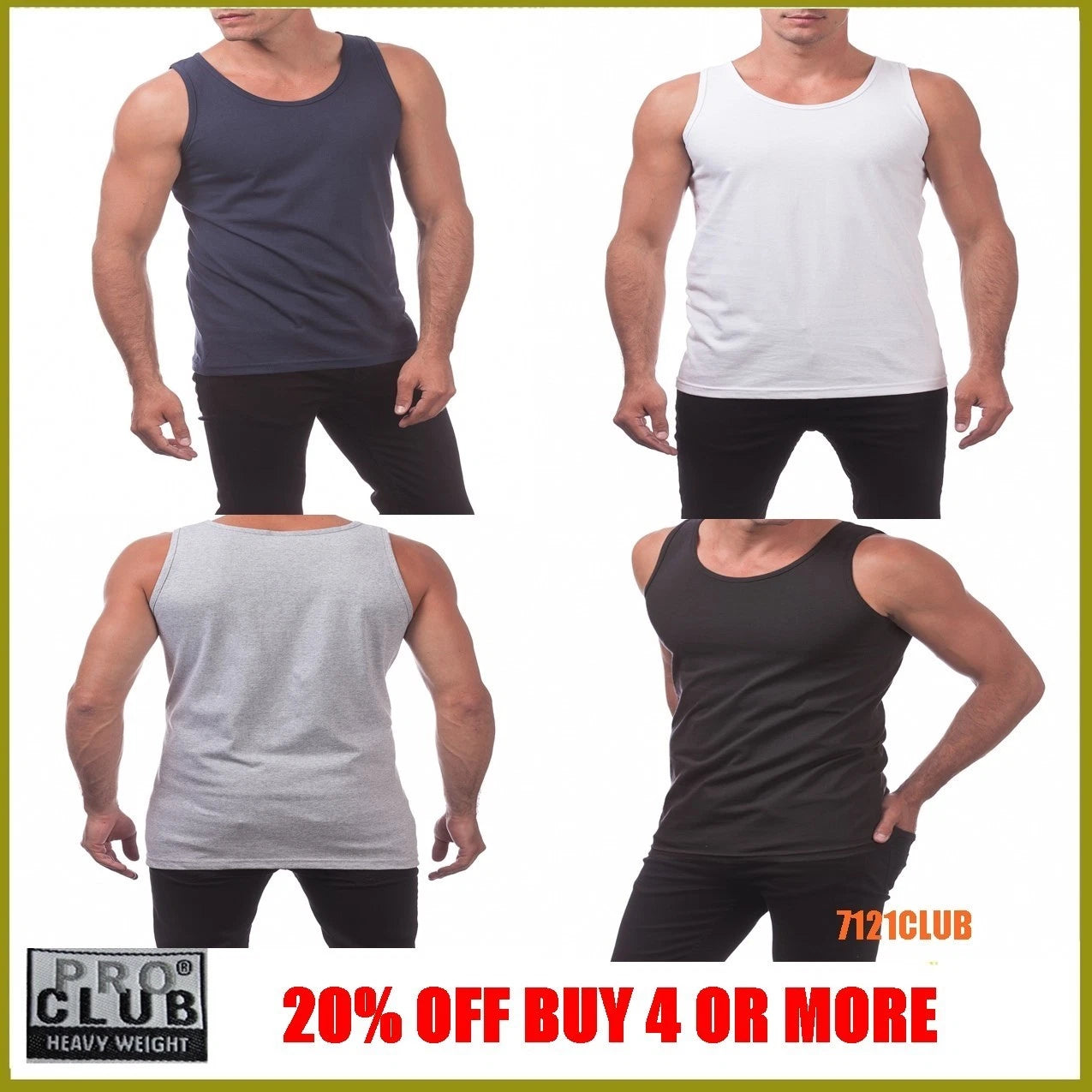 PRO CLUB MEN'S TANK TOP HEAVYWEIGHT SLEEVELESS T SHIRTS PROCLUB MUSCLE TEE M-5XL
