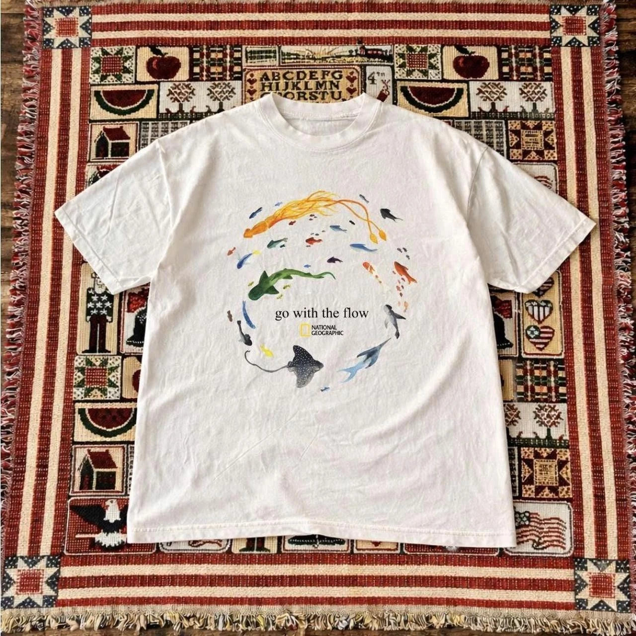 National Geographic white graphic tee