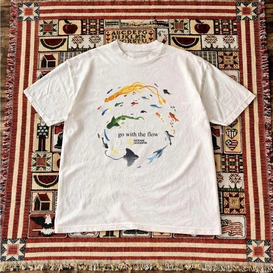 National Geographic white graphic tee