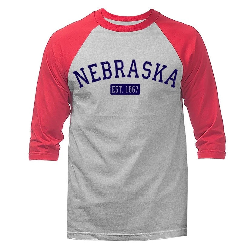 State of Nebraska NE 3/4 Sleeve Raglan