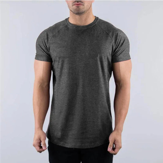 Men's Summer Muscle fit T-Shirt Short Sleeve Loose Mid Section Cotton Blend